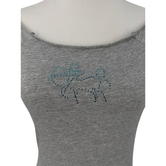Vtg 90s NWT Gray Studded Sagittarius Zodiac Tee | McBling Noughties Grunge Y2K M - Picture 3 of 15